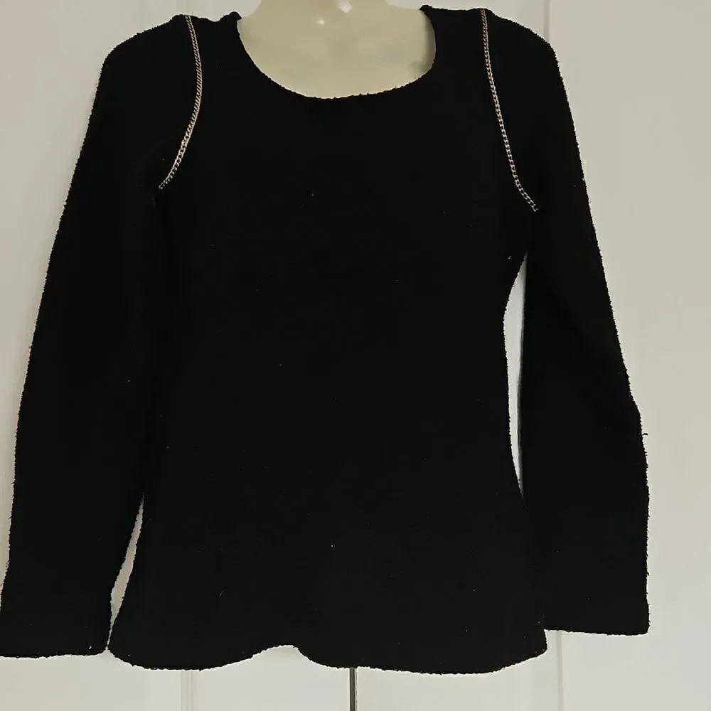 Limited Collection Women's Long Sleeves Sweater Size 8 Black & Gold